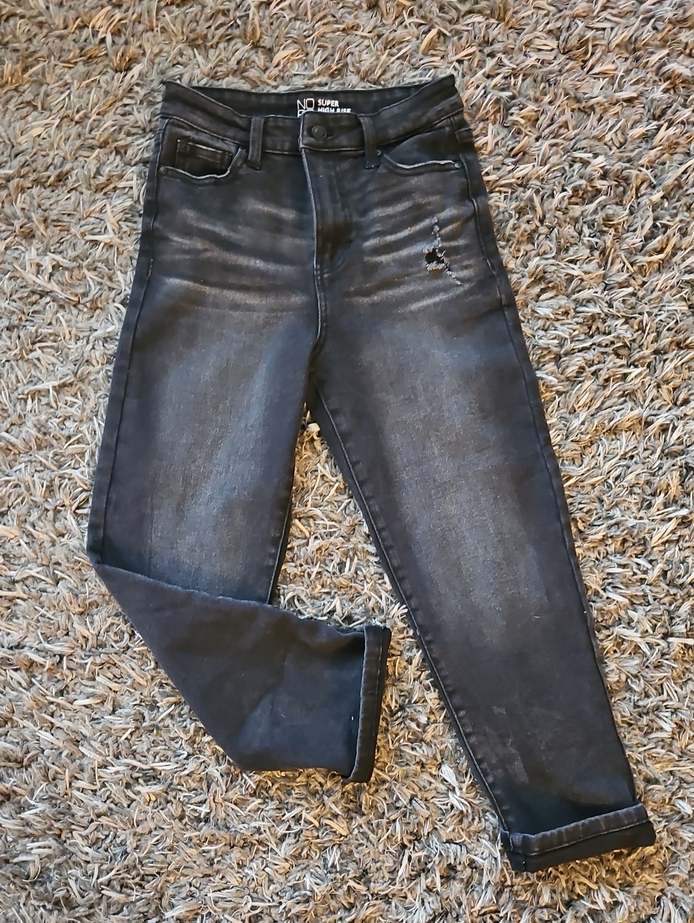 No Boundaries Women's Super High Rise Faded Jeans